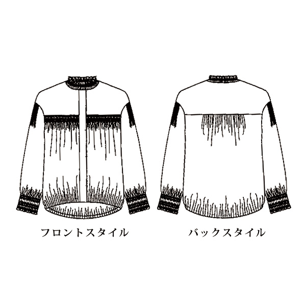 シャーリング使いデザインブラウス