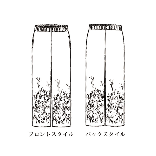 花柄パネルプリントワイド系パンツ