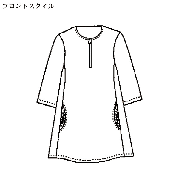 三河木綿ポケット異素材チュニックブラウス