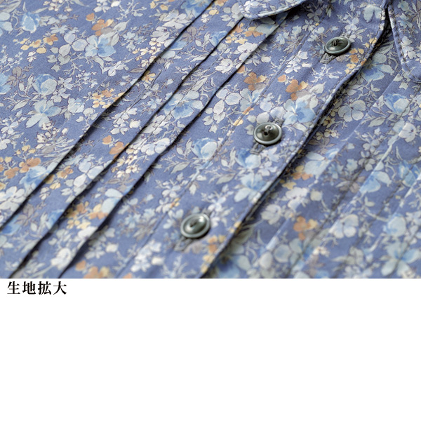 小花ピンタックデザインブラウス