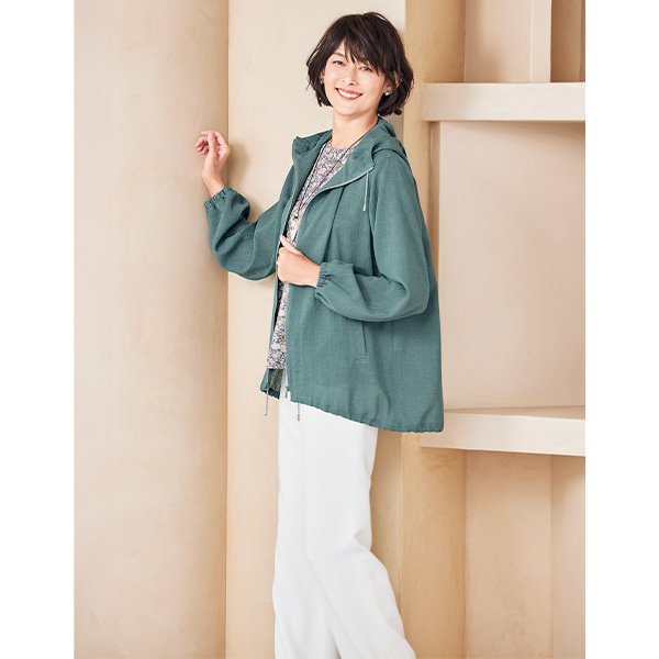 トリアセテート混フード付ブルゾン 大きいサイズ M LL 4L