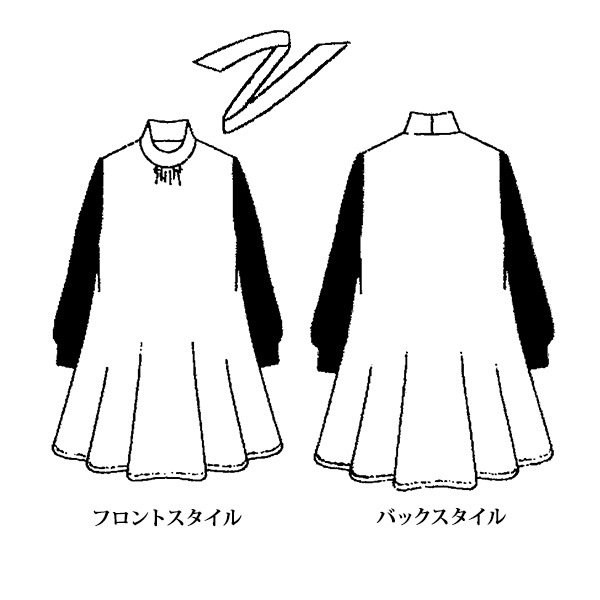 ボウタイ付プリントカットソーチュニック 大きいサイズ M LL 4L