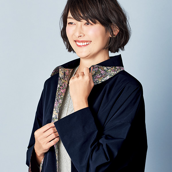花柄切替えコート