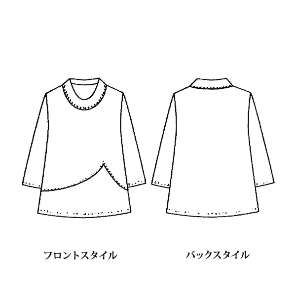 二越ちりめん切替えチュニック 大きいサイズ M LL 4L
