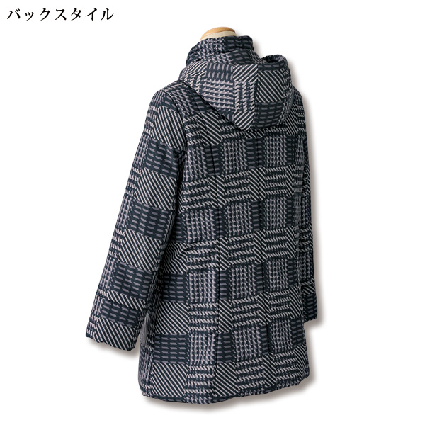 フード付中わたデザインロングジャケット
