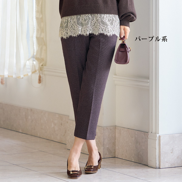 裏起毛千鳥柄テーパードパンツ 大きいサイズ M L LL 3L