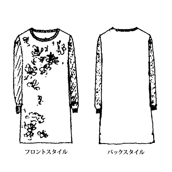 異素材使いシルクプリントチュニック