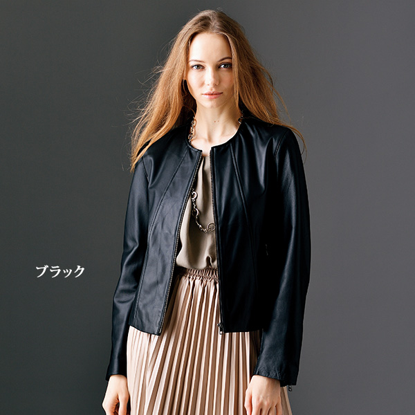 ラム革ノーカラージャケット | 京都通販ミセスのファッション館・本店