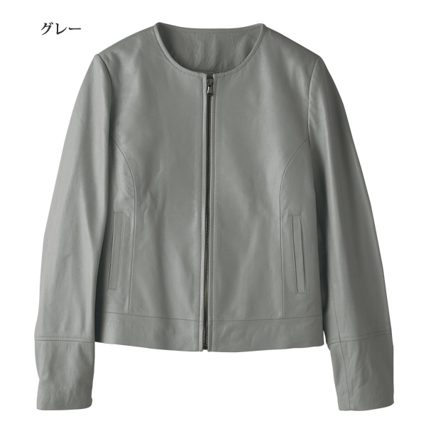 定価¥76.650【美品】ケイコスズキ/ノーカラーラムレザー