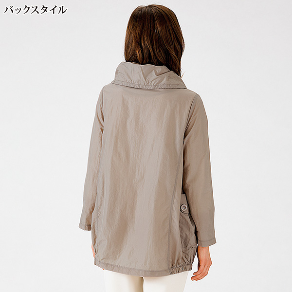 衿ギャザー使い前ファスナージャケット