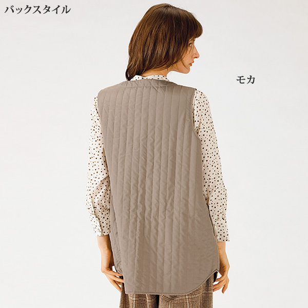 軽量キルトロングベスト