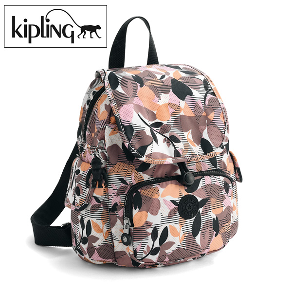 キプリング リーフ柄リュックサック CITY PACK MINI kipling