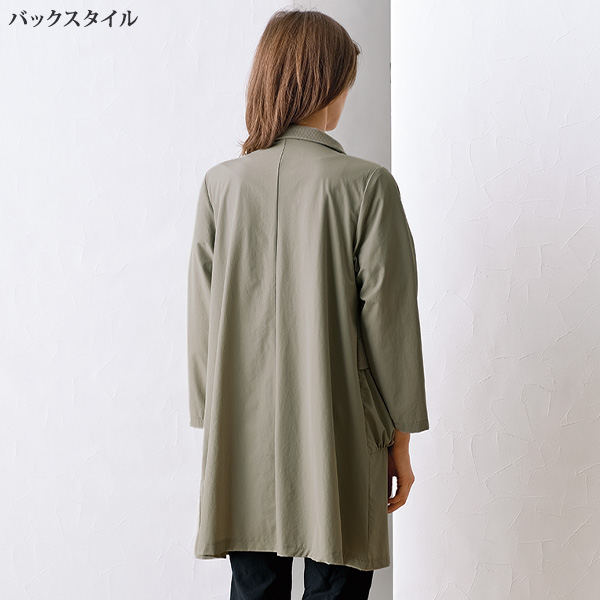 衿リブ素材使い ロングファスナージャケット