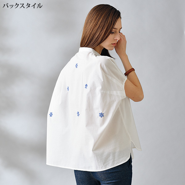 配色ラクノウ刺しゅう コットンブラウス