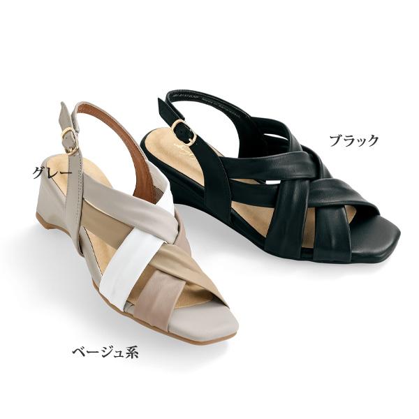 牛革クロスデザイン バックバンドサンダル