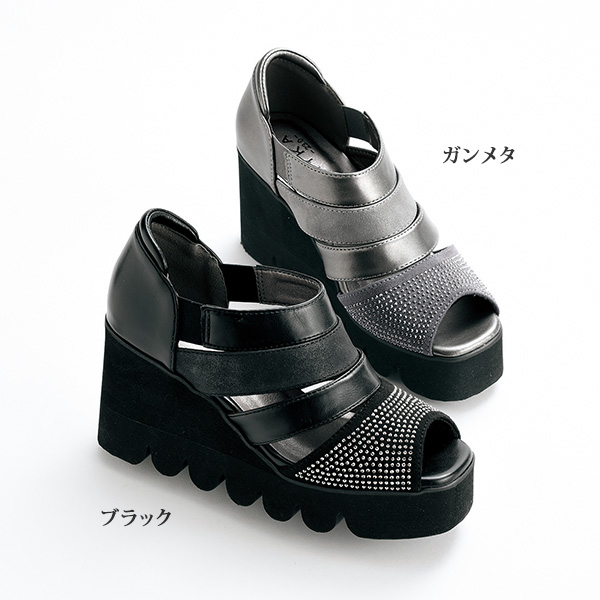 ビジュー使い厚底ウォーキングシューズ