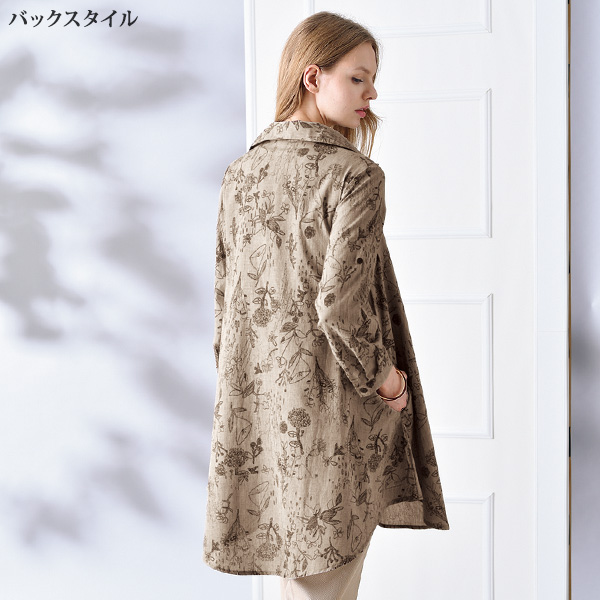 シャンブレープリント Aラインシャツワンピース | 京都通販