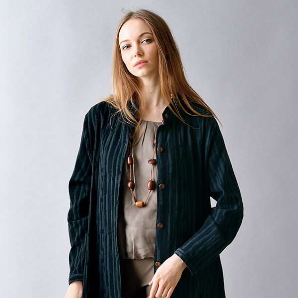 バンドカラージャカード織 ロングシャツジャケット