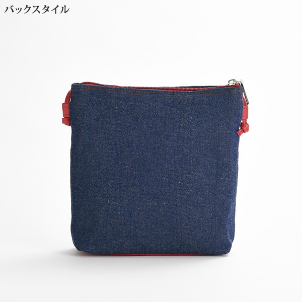 笹井源商店 岡山県産デニム 花刺しゅうポシェット