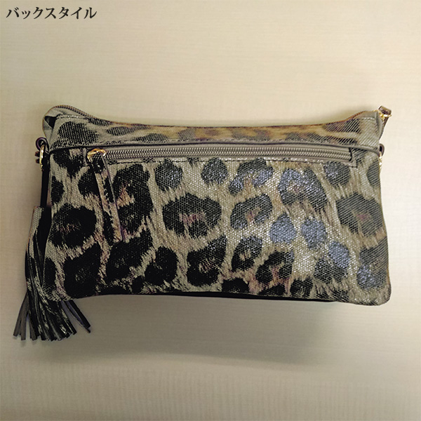 ソフト素材 多機能ポシェット レオパード柄