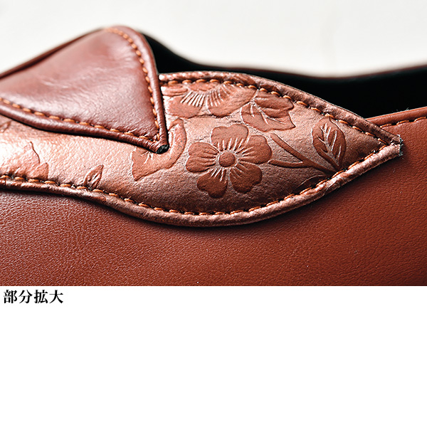 軽量メタリック花柄シューズ