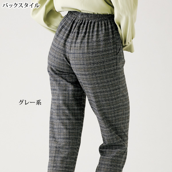 尾州格子柄 ストレートパンツ 大きいサイズ M L LL 3L