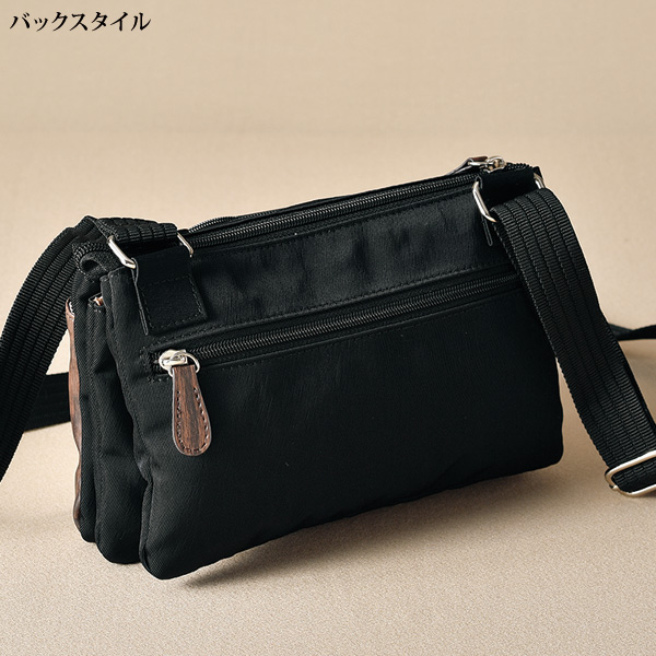 木目調素材コンビショルダーバッグ