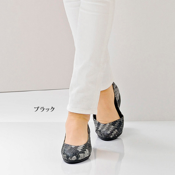 編込み風メッシュ柄 軽量パンプス