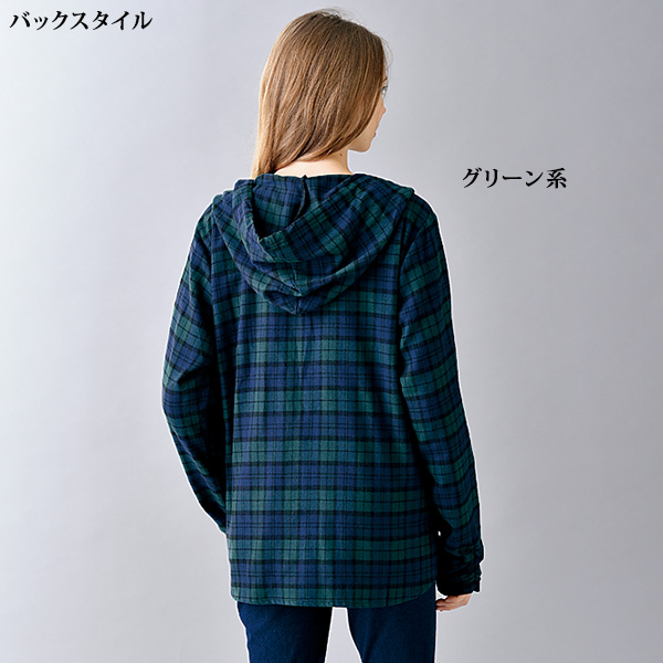 甲まですっぽりネルシャツパーカー 大きいサイズ M L LL 3L