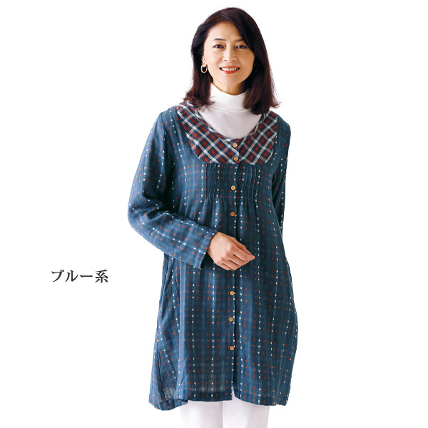 ダブルガーゼ ヨーク切り替えワンピース | 京都通販ミセスのファッション館・本店 ダブルガーゼ ヨーク切り替えワンピース | 京都通販ミセスのファッション館・本店