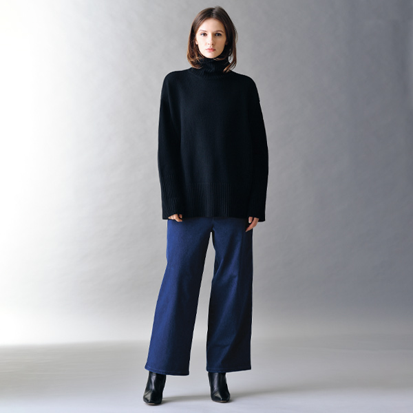ニューヨークスター・ボブソン 裏起毛ニット セミワイドデニムパンツ NEW YORK STARS BOBSON 大きいサイズ S M L LL 3L