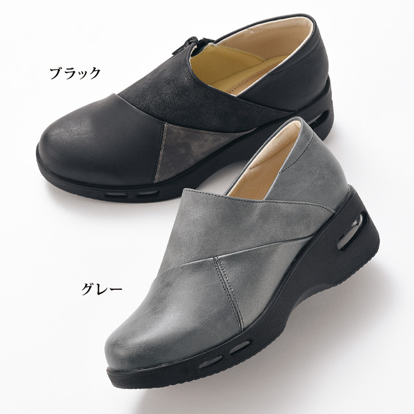 切替えデザイン ダブルエアソールウォーキングシューズ