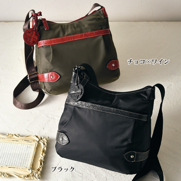 ツイルナイロン コンビショルダーバッグ