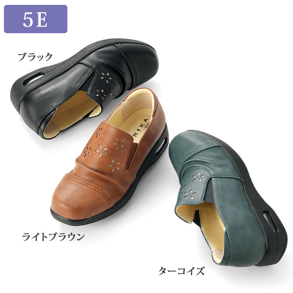 花モチーフパンチング エアソールウォーキングシューズ