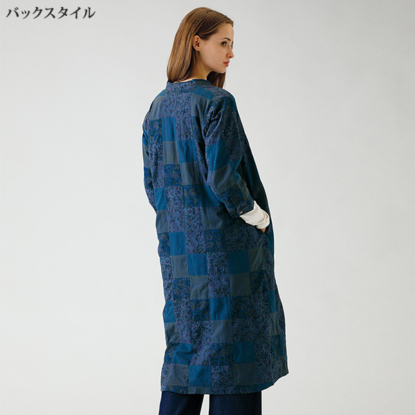 四角パッチプリント シャツワンピース