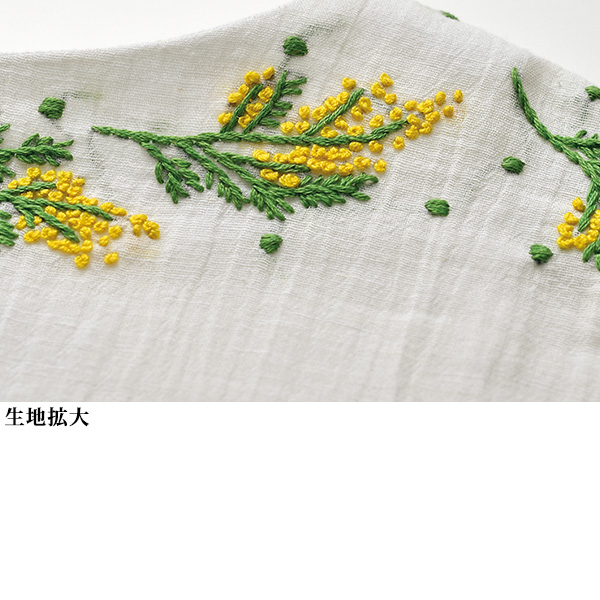ミモザ刺しゅう コットンリネンチュニック
