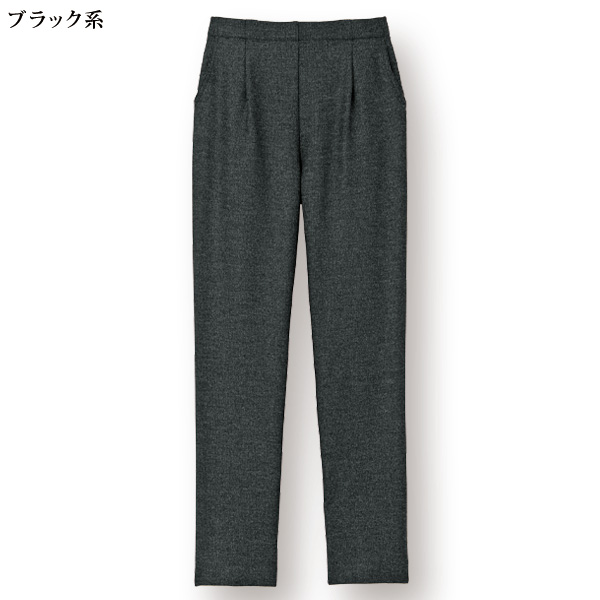 ウール混ピンヘッド柄 テーパードパンツ 股下65cm 大きいサイズ M L LL 3L