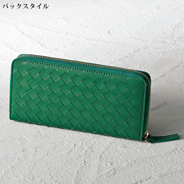 ピュア モエナ イタリア製シープスキン メッシュラウンドファスナー長財布 Pua Moena