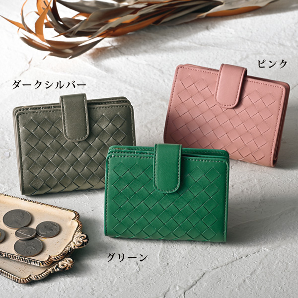 ピュア モエナ イタリア製シープスキン メッシュ折財布 Pua Moena