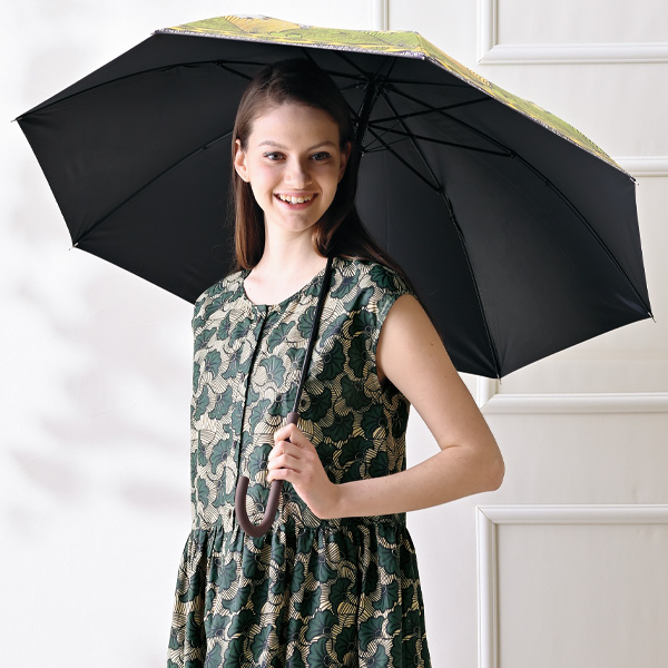 アフリカンプリント 晴雨兼用ジャンプ傘 ライムグリーン