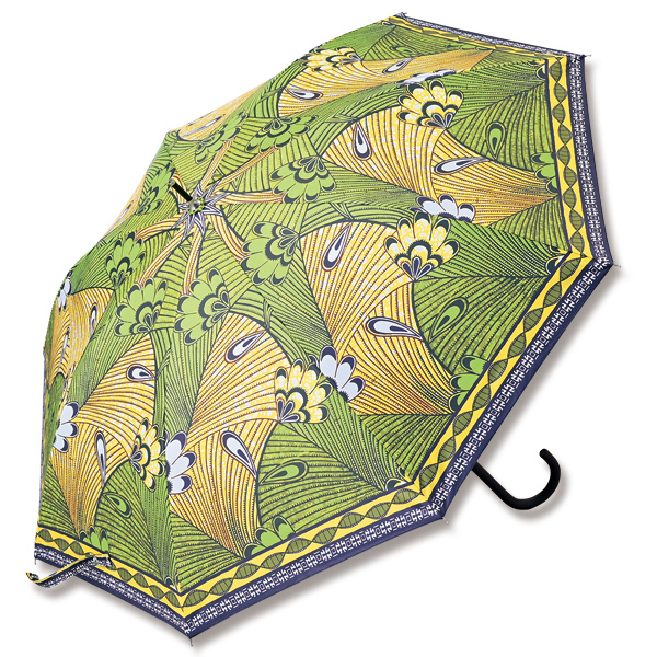 アフリカンプリント 晴雨兼用ジャンプ傘 ライムグリーン