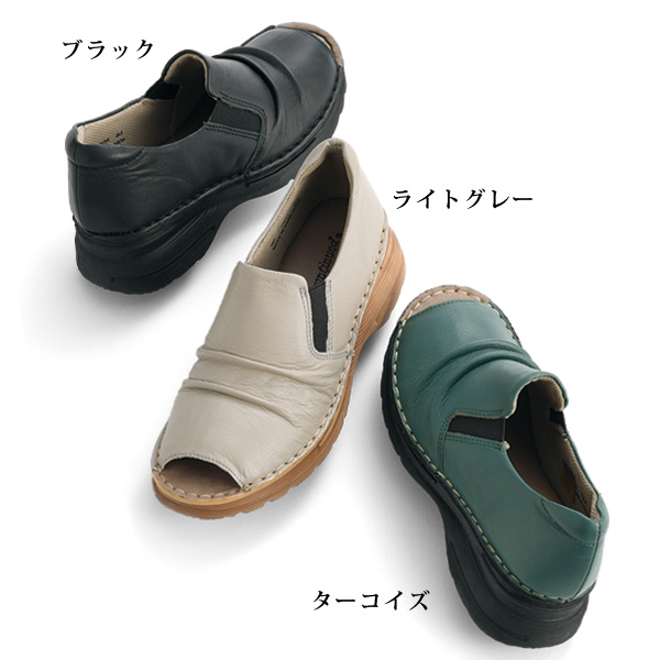 牛革軽量オープントゥ ウォーキングシューズ