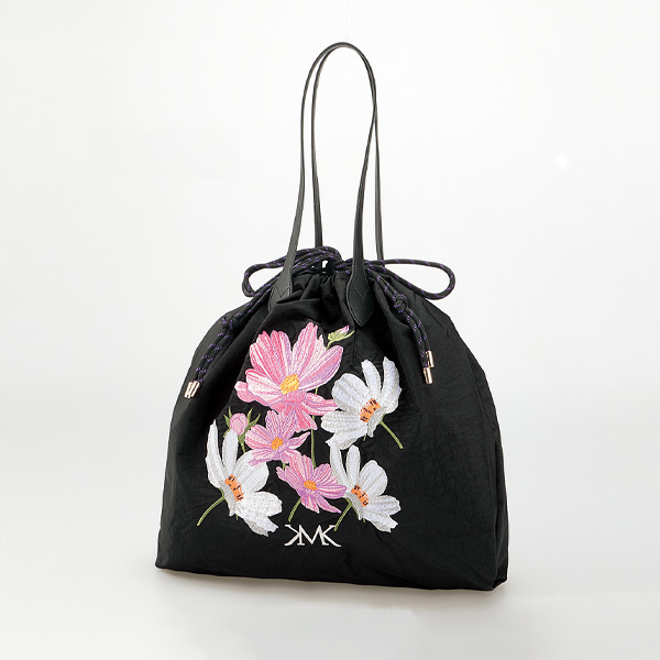 刺しゅう使いレザーハンドルバッグ 秋桜
