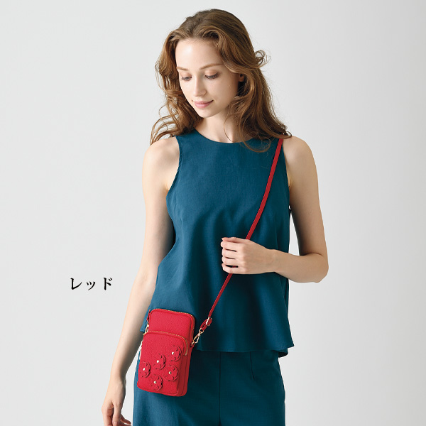 エスタシオン 花パッチワーク牛革ポシェット Estacion