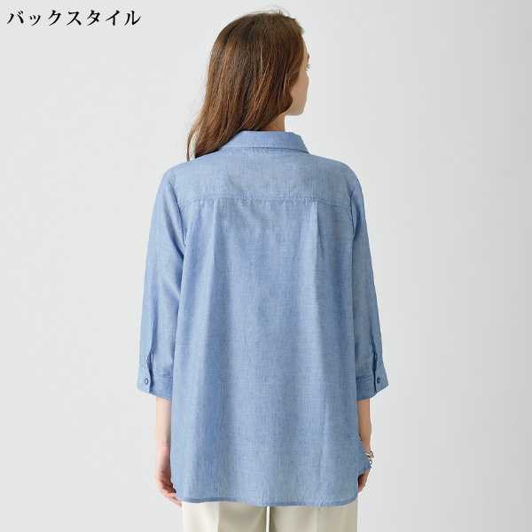 麻混刺しゅうブラウス