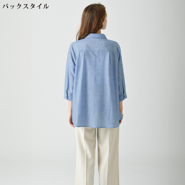 麻混刺しゅうブラウス