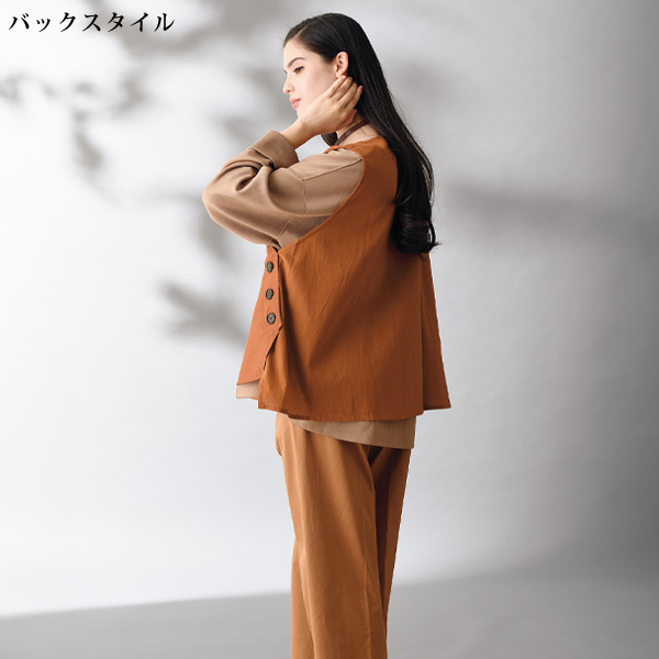 サイドボタンデザイン ジップアップベスト