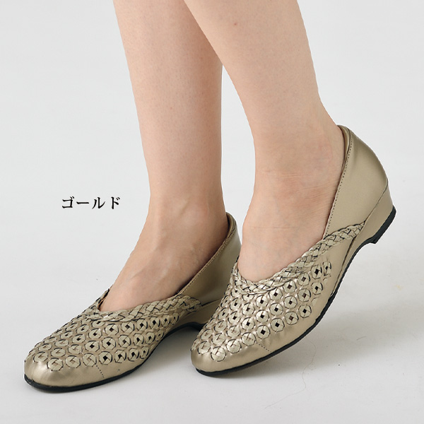 牛革メッシュパンプス
