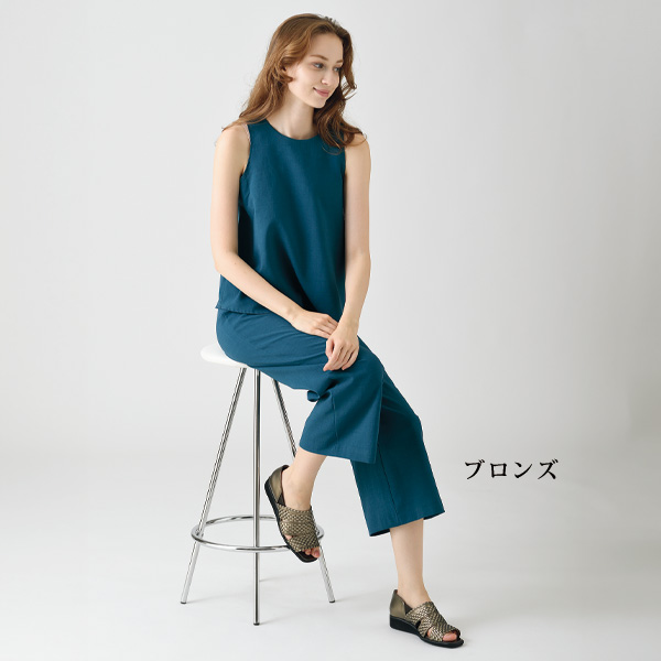 牛革メッシュオープントゥシューズ