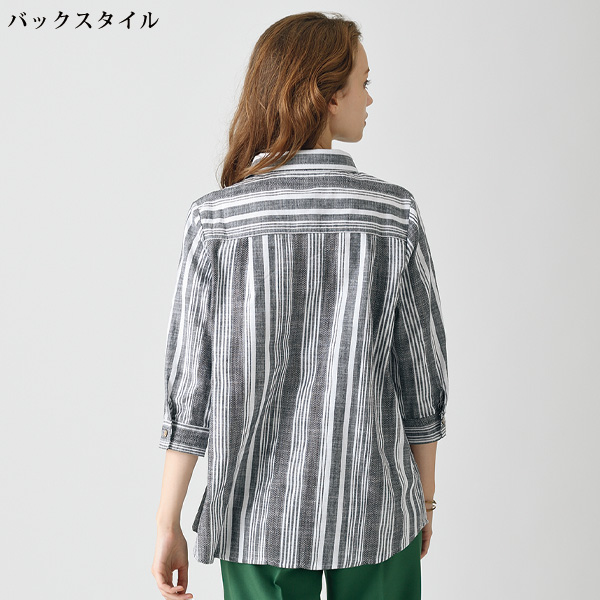 綿100%ランダムストライプブラウス